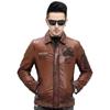 New Leather Jacket Men's Leather Jacket Embroidered Short Lapel Flying Suit High-end Jacket