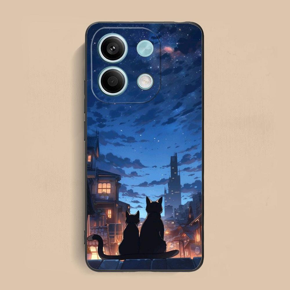 Чехол для телефона Luna Moon Cat для Xiaomi Redmi 15 14 13 12 A5 3 2 1 C Plus 4G 5G Цветной Печатный Чехол для Мобильных Телефонов Красивый