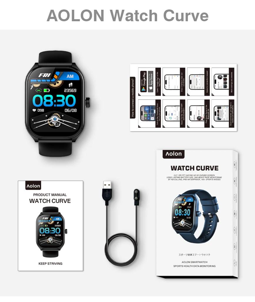 2.01'' HD Curved Screen Smartwatch IP68 Waterproof Intelligent Motion Recognition Algorithm 123 Kinds Of Sport Modes Watch