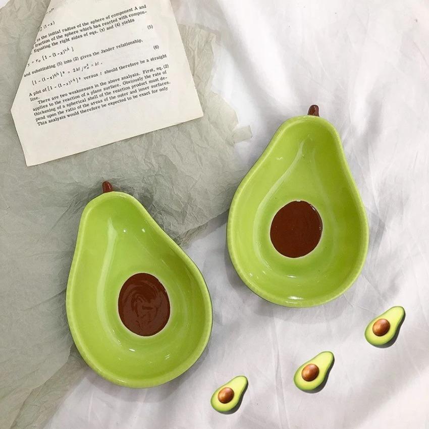1 Pcs Cute Avocado Ceramic Plate Tableware Dessert Plate Snack Salad Bowl Photo Props Serving Restaurant Supplies