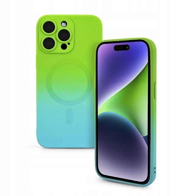 Case For Iphone 12 Pro Ombre Magsafe Reinforced Case Green Case + Glass