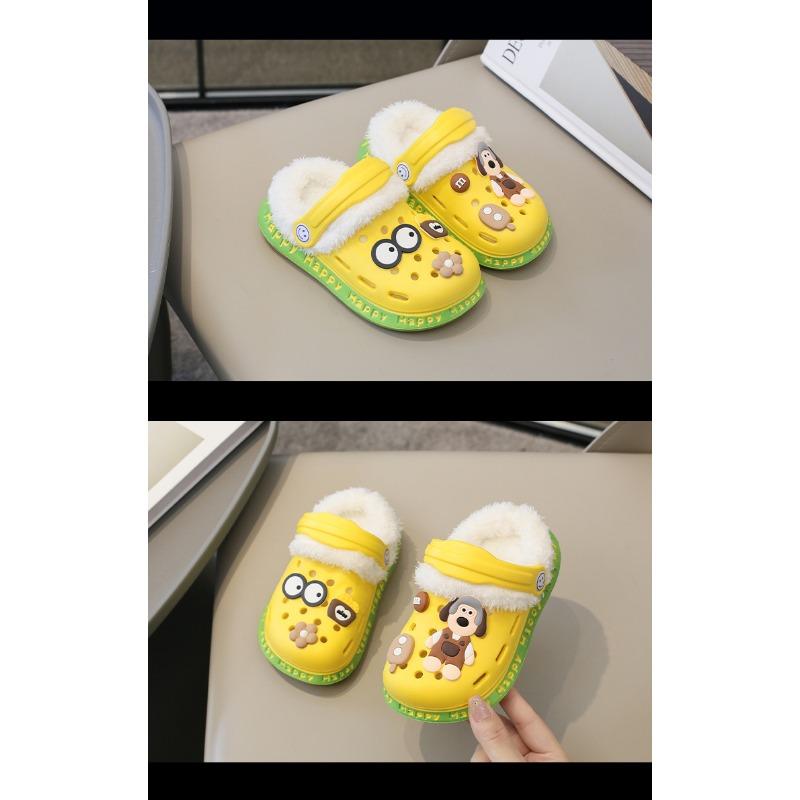 Съемная детская обувь с симпатичным зимним теплом и плюшем, теплая, хлопковая обувь, хлопковые тапочки