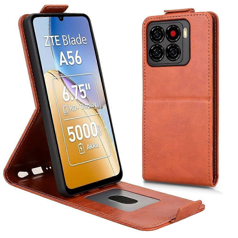 Case for ZTE Blade A56 4G Magnetic Shockproof Built-in Strong Magnet, Ultra-Soft PU Inner Shell Phone Wallet Cover with Card Holder and Kickstand Comp