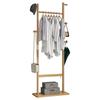 US STOCK Wood Coat Rack Stand Freestanding Coat Rack Coat Tree With 5 Hooks & 2 Suspension For Entryway Bedroom Office Coat Bag
