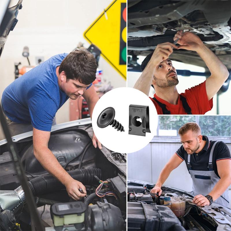 Universal Hybrid Car Self-Tapping Screws Metal Base Clips Automotive Engine Fender Mount Spacers Bumper Guard Clips