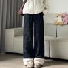 Женские хлопковые брюки эластичные с высокой посадкой однотонные с широкими штанинами повседневные брюки с карманами