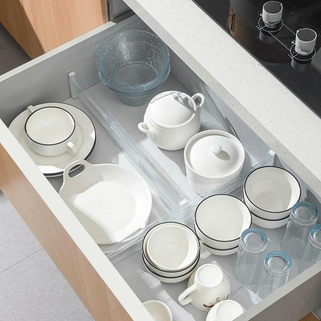 Expandable Drawer Divider Organizer Portable Separator for Home Kitchen Bath Storage Cabinet Unit