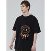 Black T Shirt with Orange Dripping Smile Face and Keep A Good Mood Text for Casual Wear