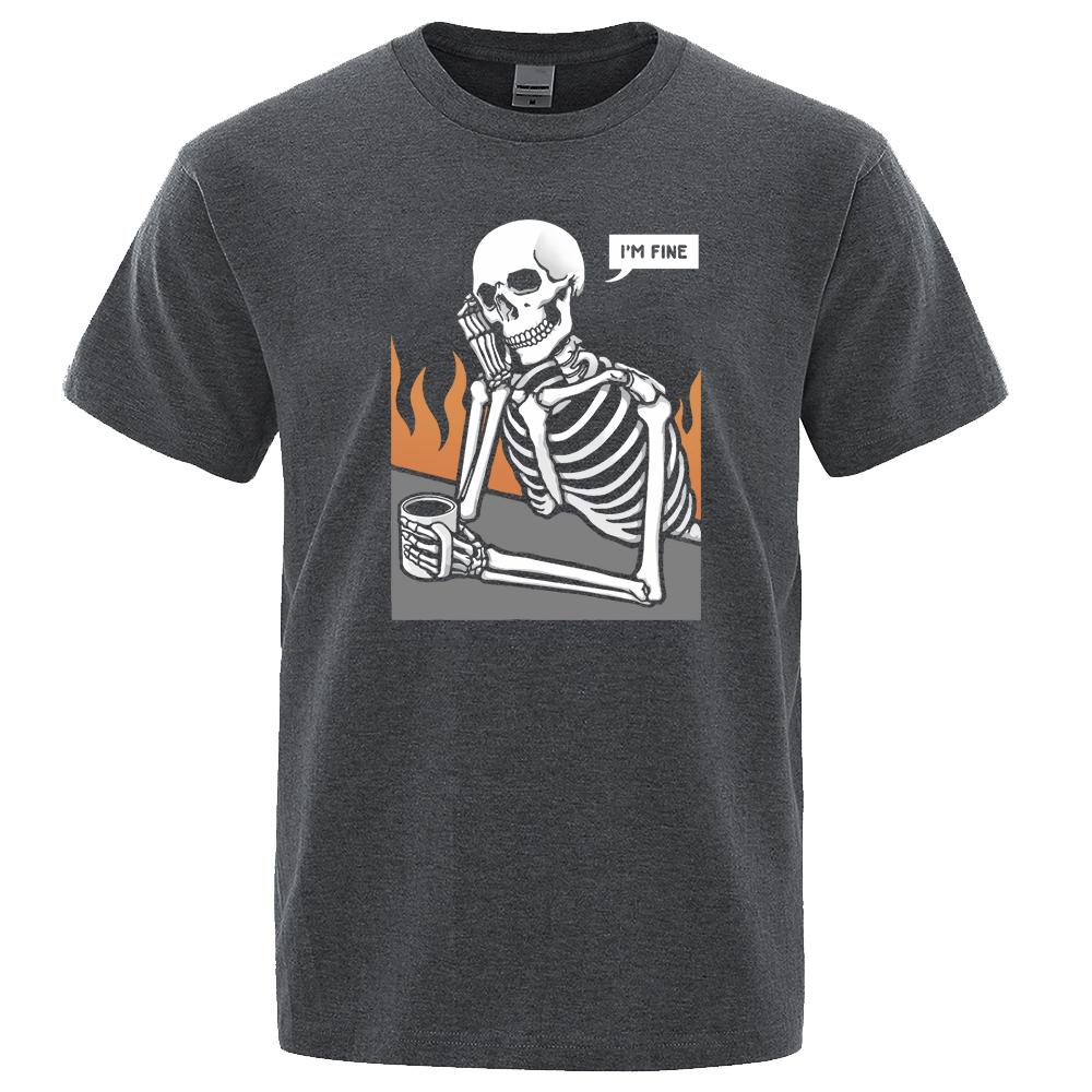 Футболка с принтом «Скелеты в медитации и Keep Alone» для мужчин, модные хлопковые футболки, футболки больших размеров, хлопковые топы
