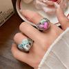 Diamond-encrusted Shell Irregular Opening Ring Niche Versatile Fashion Index Finger Ring Light Luxury Temperament High-end Sense Jewelry Women