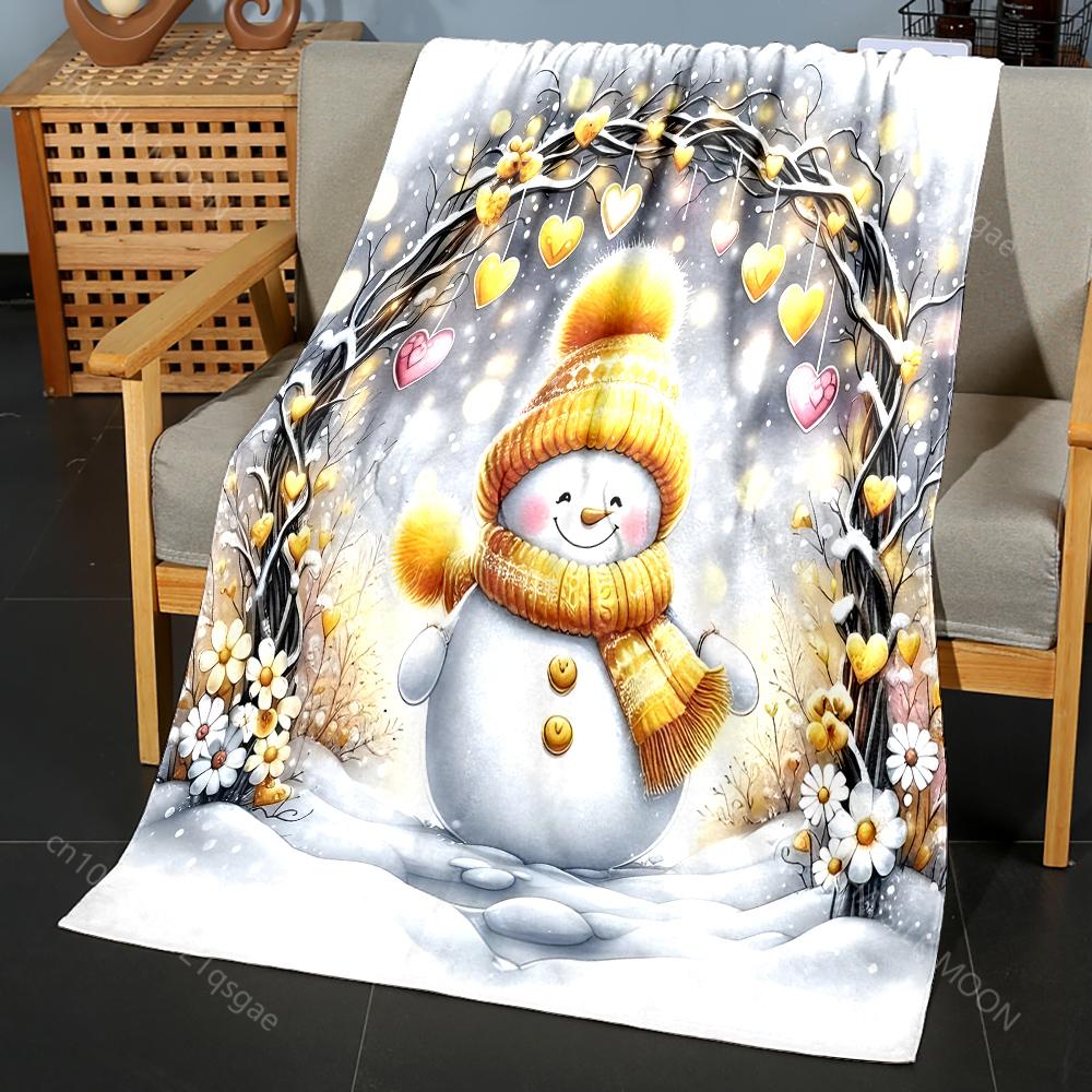 Christmas Themed Snowman Lanterns Print Blanket Warm Soft Fluffy Kids and Adults Sofa Bed Throw Blanket for Home Camping