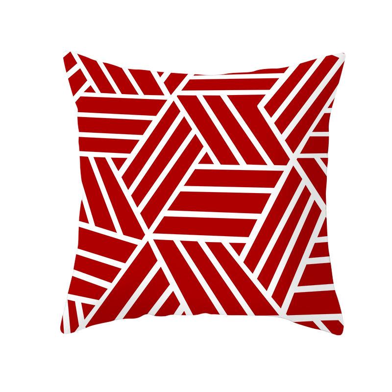 Red Geometric Cushion Cover 45X45 Pillowcase Decor Sofa  Polyester  Home