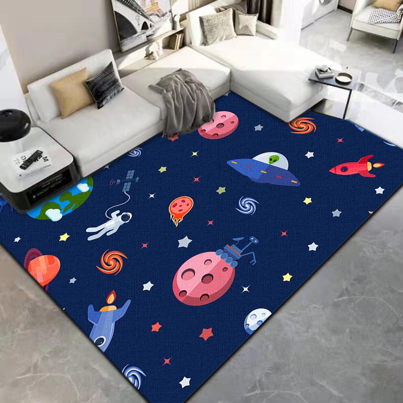 Cartoon Astronaut Carpet Camping Cushion Floor Mat Living Room Game Area Rug Floor Mat Children's Room Play Aera Mat Kawaii Rug