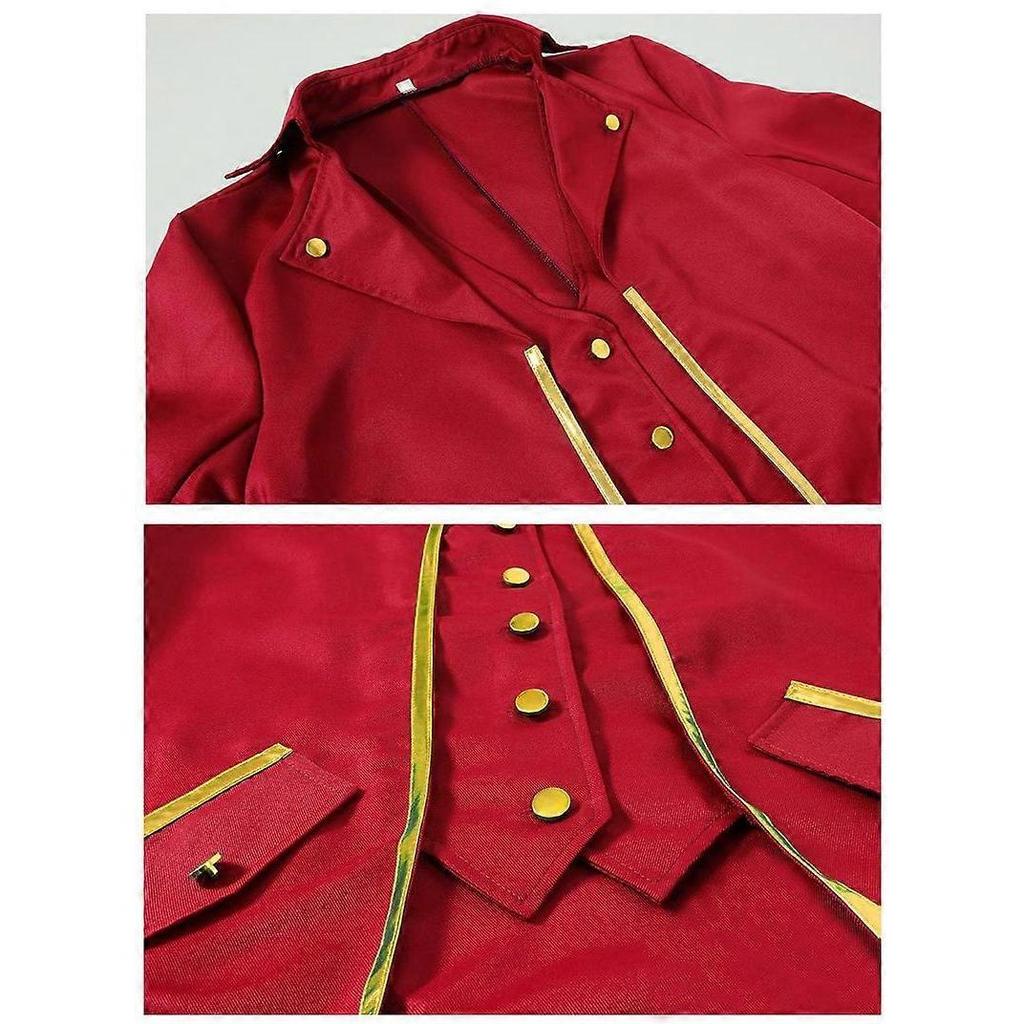Mens Tuxedo Medieval Retro Punk Gold Trimmed Overcoat Carnival Costume less