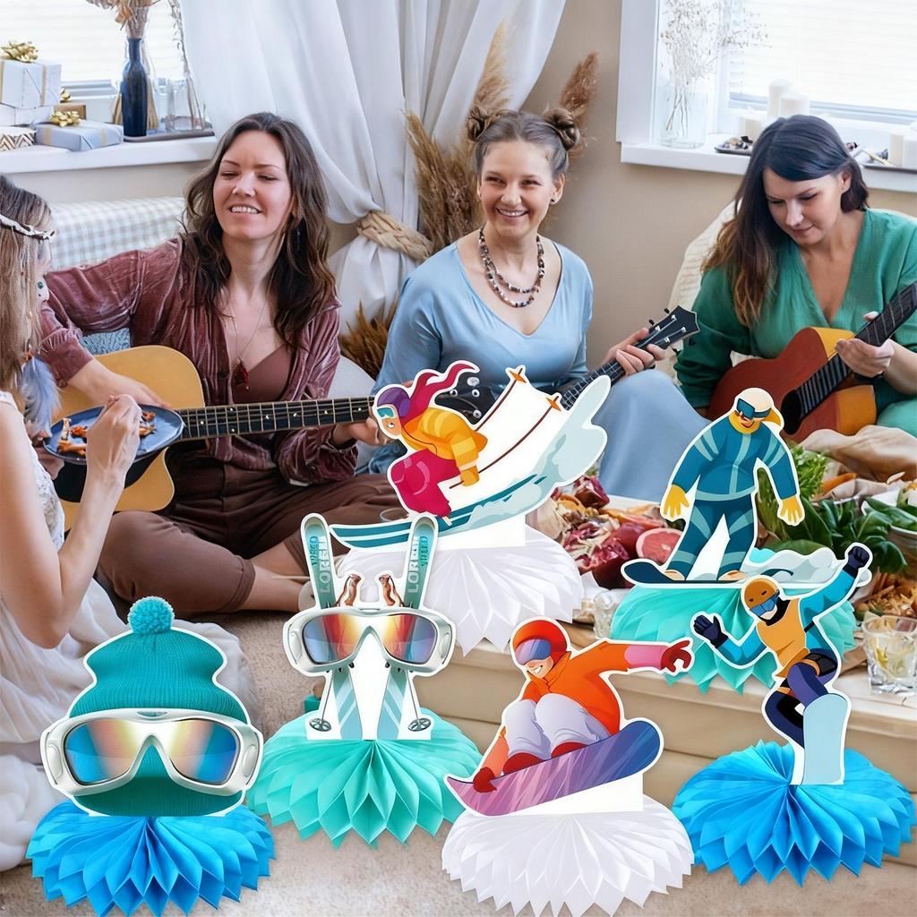 Ski Party Decorations 9 Pieces Winter Sports Theme Decor Winter Skiing Centerpieces For Tables For Table Desk Tabletop Desktop