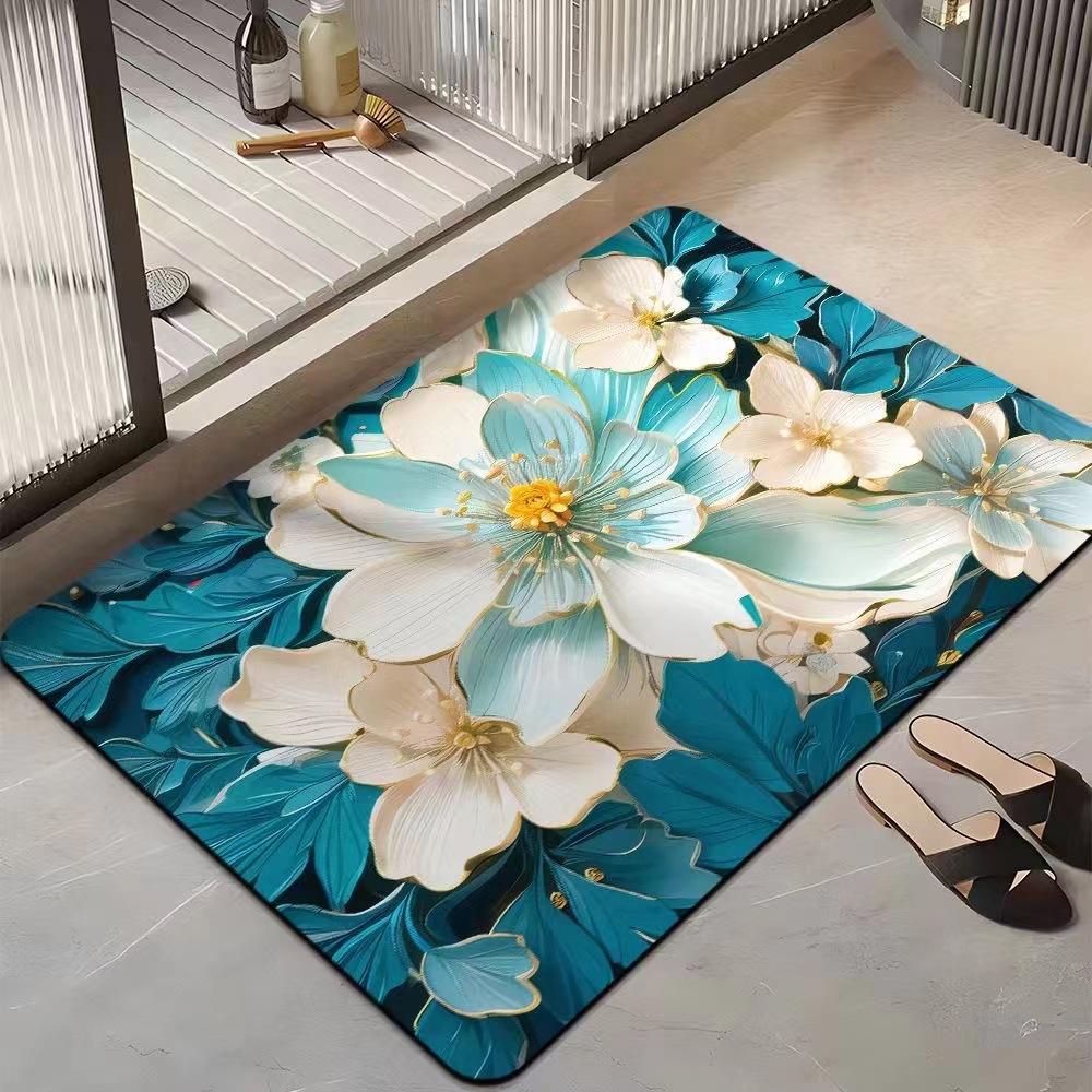 Light Luxury 3D Three-dimensional Flower Household Toilet Absorbent Mat Bathroom Toilet Diatom Mud Non-slip Carpet