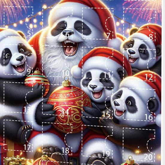 Адвент-календарь «Панда» на 2025 год с 24 украшениями в виде панд, детский праздничный обратный отсчет