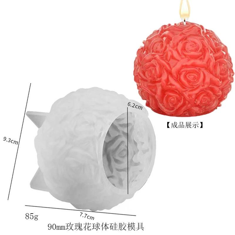 3D Свеча-шар роза Ароматерапевтическая форма DIY Форма для литья на День святого Валентина Креативный элегантный подсвечник Домашний свадебный декор
