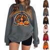 Women's Fashion Long Sleeve Thanksgiving Printed Round Neck Pullover Top Sweatshirt