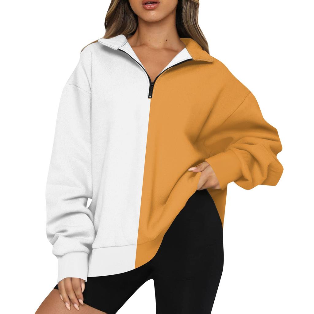 Женская модная толстовка с длинным рукавом и принтом в полоску с отворотом на молнии