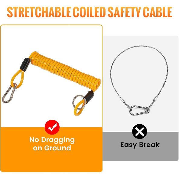 MECMO Breakaway Trailer Cable 6FT, Trailer Brake Safety Cord Heavy Duty Stainless Steel Spring Towing Coiled Wire, Replacement Emergency Break Away