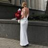 Sexy Backless Summer Dress Women Satin Silk Maxi Dress High Slit Chain Party Wedding Robes Elegant Long Birthday Evening Dresses