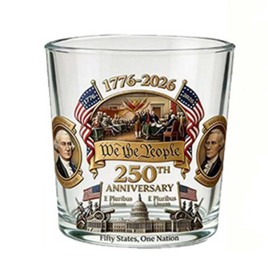 Америка 250-летие Стеклянный Стакан для Виски We The People Стакан для Крепких Напитков Бурбон Стакан для Коктейлей Патриотический Подарок на День Отца или Ветеранам