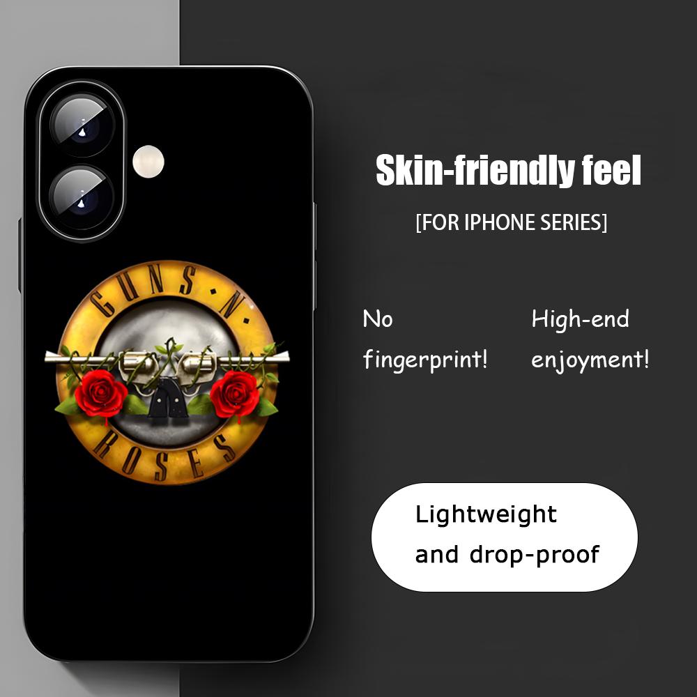Чехол для телефона с изображением рок-группы Guns N' Roses для iPhone 17 16 15 14 13 12 11 X XR XS 8 Plus Mini Pro Max Мягкий черный ударопрочный чехол