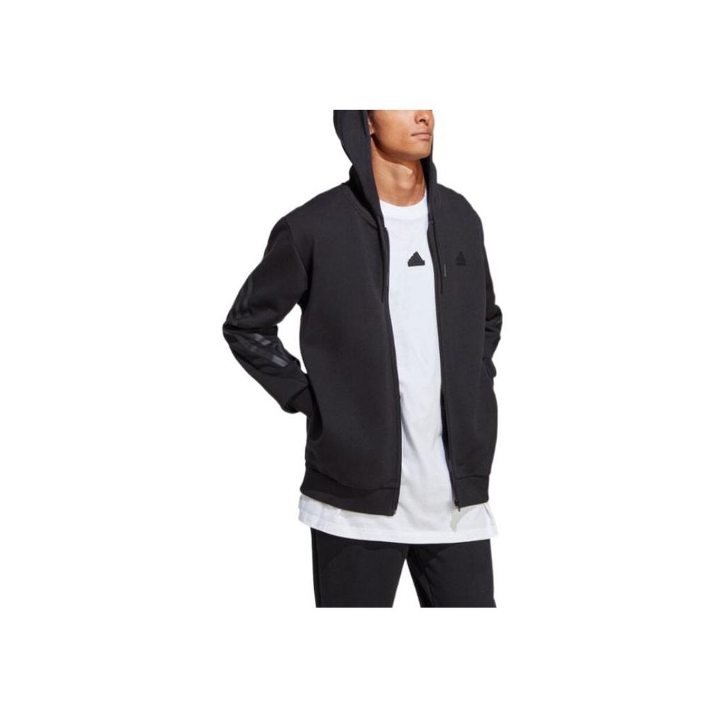 Adidas Толстовка с капюшоном на молнии с однотонным логотипом, мужская, черная IC8261