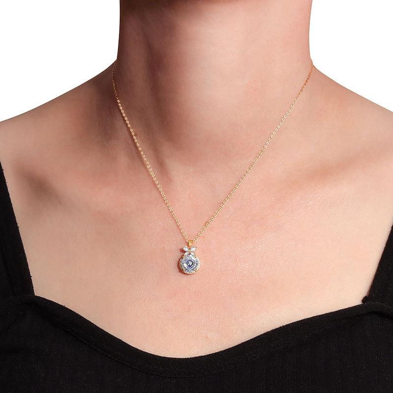 Fine Silver Nera Pink Cushion Solitaire Pendant Chain Diamond Rhodium 14K Gold Plating Platinum Religious Style Rose