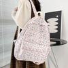 Aesthetic Students Backpack Nylon Shoulder Bag Large Capacity Floral School Bag  Textbook