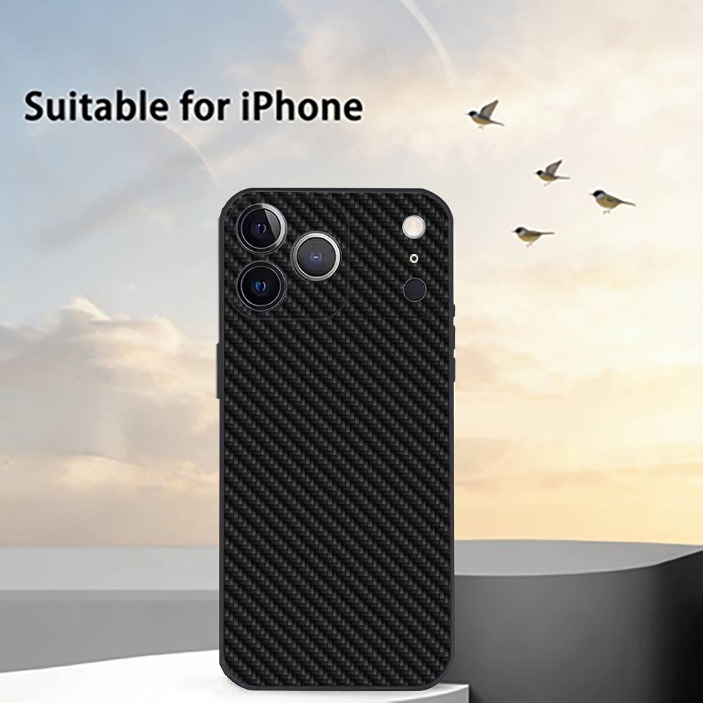 Автомобильный чехол из углеродного волокна для iPhone 17, 16, 15, 14, 13, 12, 11 Plus, Pro Max, Другие Мягкий черный чехол