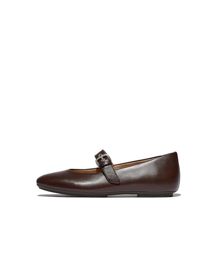 Fitflop [Delicato] Women'S Leather Mary Jane Ballerina Flats - Chocolate (Ft59K2M01D)