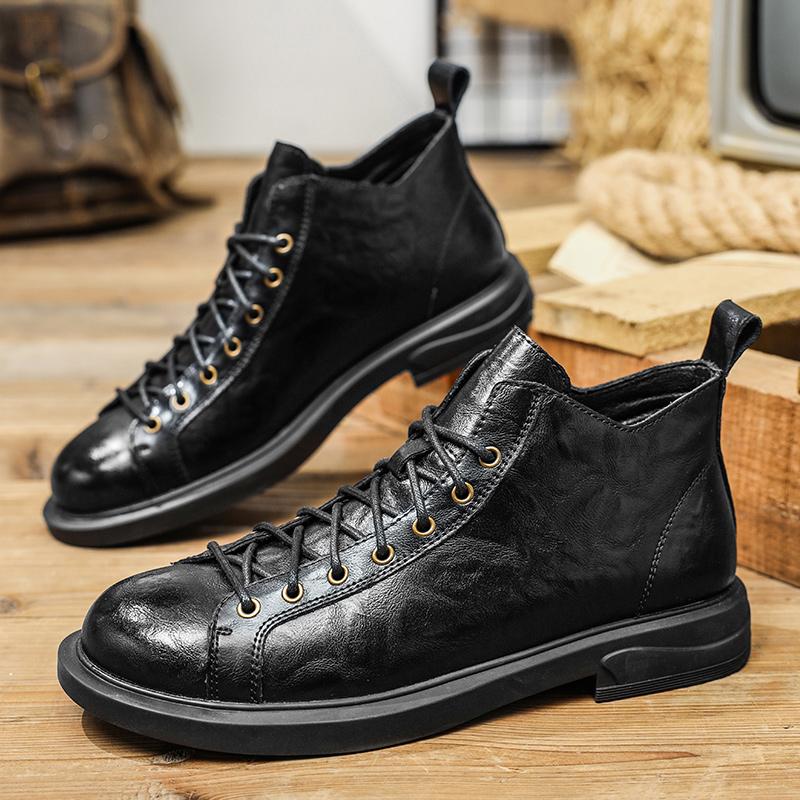 Мужская обувь для работы, классические модные ботинки на плоской подошве, мужская зимняя обувь на шнуровке, мужские кроссовки, новинка 2024 года