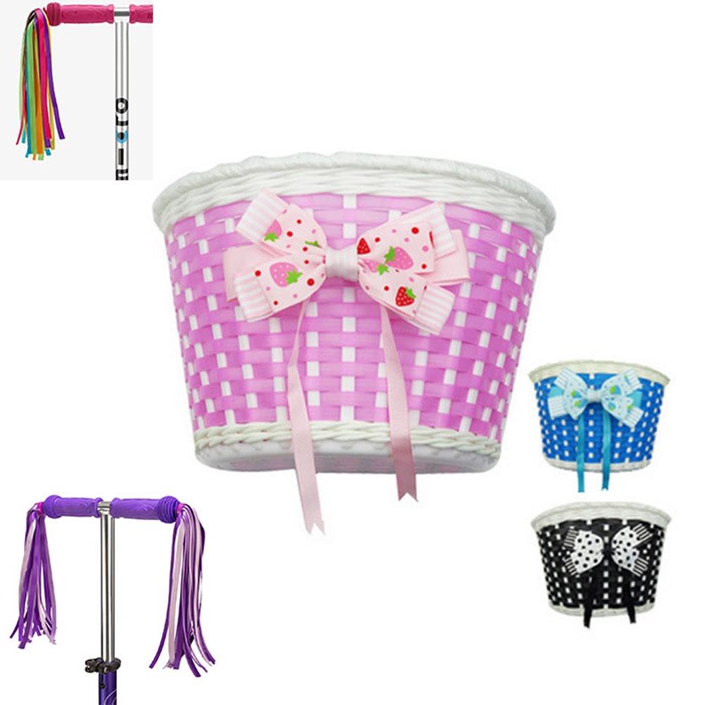 Holders Hanging Retro Tassels Children Bicycle Storage Bike Front Carrier Scooter Handlebar Basket