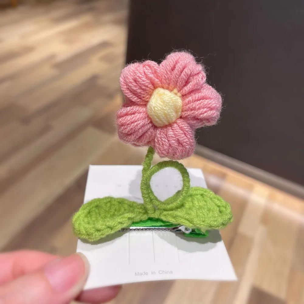 Шерстяные заколки для волос ручной работы для детей, креативные цветочные интересные заколки из кожи аллигатора, аксессуары для волос для девочек