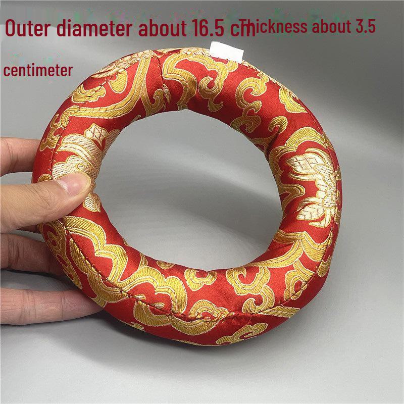 Непальская поющая чаша-подушка из хлопка ручной работы с медным колокольчиком