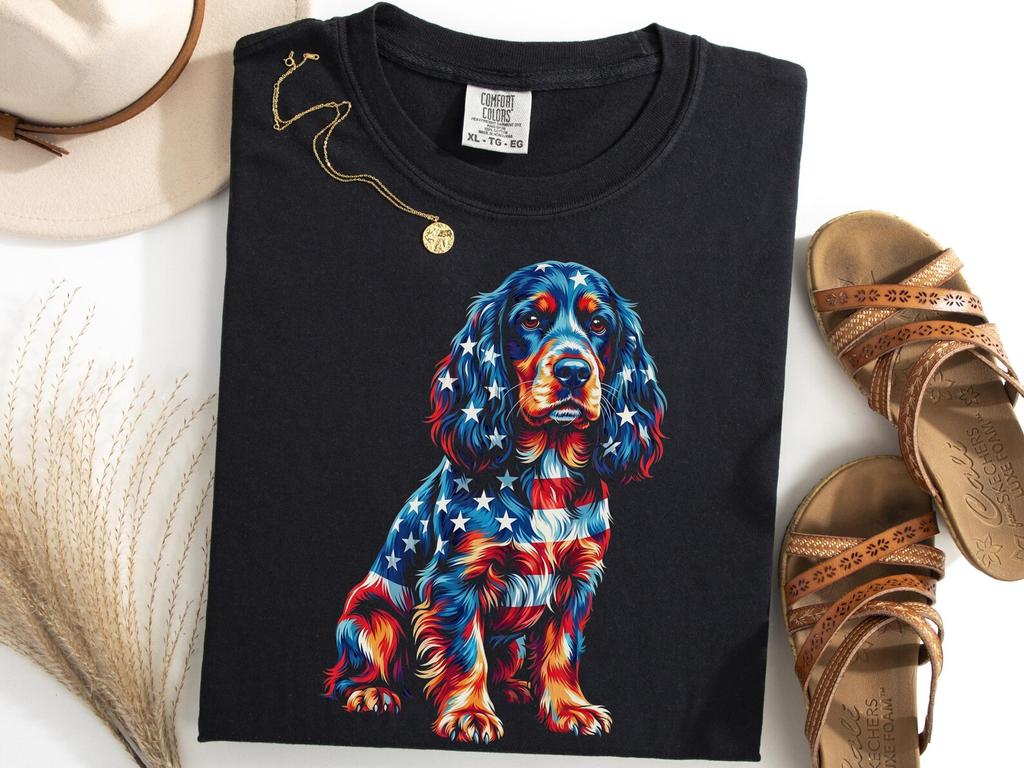 Cocker Spaniel American Flag Shirt, 4th Of July Dog Tee