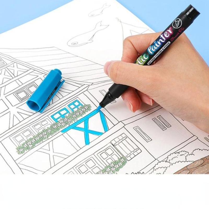 Мягкие кисти для акриловых маркеров с ультратонкими кончиками и маркеры-кисти для рисования камней, кусков дерева, керамики, рождественских украшений