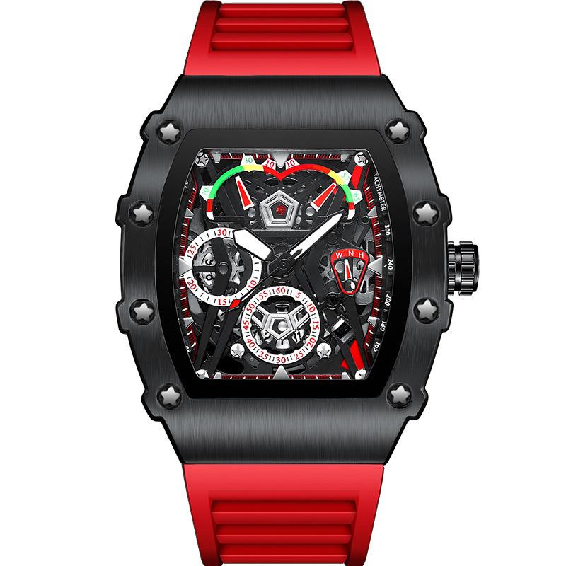 UTHAI CQ309 Модные мужские часы Водонепроницаемые Ночная подсветка Календарь Ведро для вина Силиконовый ремешок Кварцевые часы Мужские часы