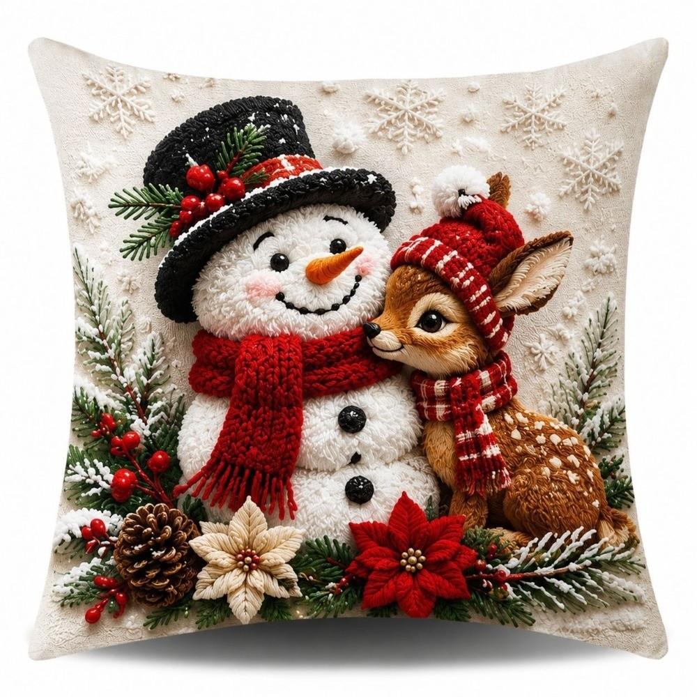 Soft 3D Illusion Christmas Pillow Covers Skin-friendly Cushion Cover Xmas Pillowcase Bedroom