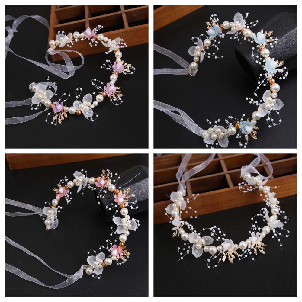 Ribbon Bride Hair Jewelry Hair Ornaments Wedding Headwear Flower Hair Hoop Bridal Headwear