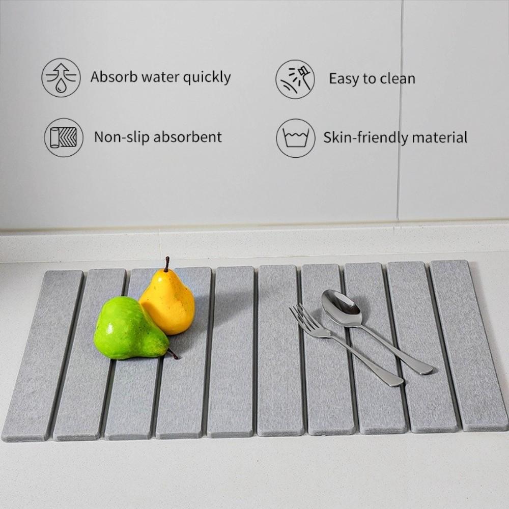 Non-Slip Dish Drying Mat Portable Drain Pad Durable Collapsible Mat Bar