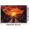 2D plane, 1 motorcycle-themed, sunset rock landscape pattern, suitable for adventure parties or trips