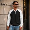 Breathable Outdoor Activewear Men Waffle Sweatshirt, Long Sleeve Quarter Zip Contrasting Color Mens Sweatshirt Casual Stand Collar Pullover Shirt for