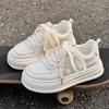 Маленькие белые туфли женские 2025 новые осенние туфли молочного цвета fufu универсальные нишевые шикарные туфли с большой головой спортивные туфли с толстой подошвой