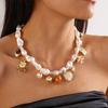 Жемчужное ожерелье с бисером, двухслойное пляжное ожерелье, ювелирное изделие, чокер с кулоном в виде морской звезды, женское