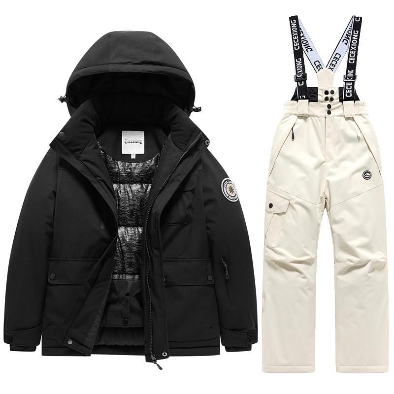 Kids Ski Suit Set Winter Waterproof Windproof Thermal Snowsuit Boys Girls 6-16 Years Outdoor Snow Travel