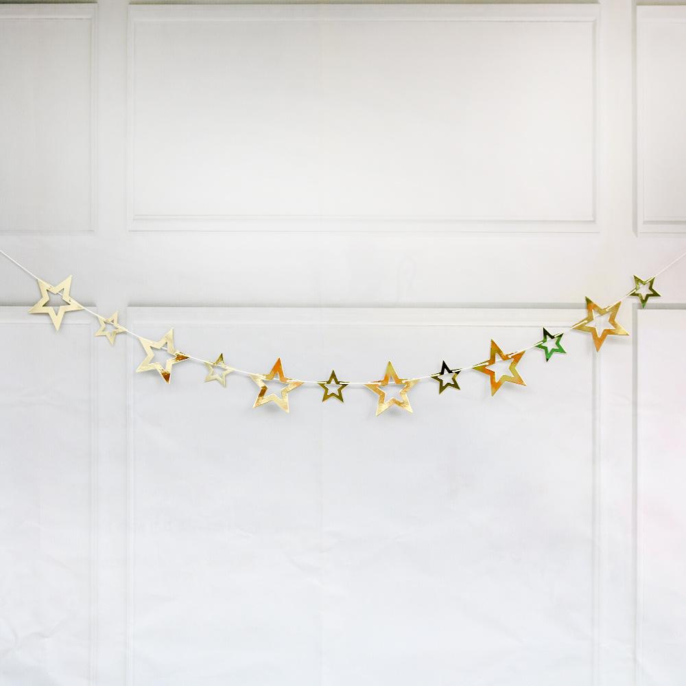 Hollow Five-pointed Star Paper Garland For Birthday Christmas Party Decorations