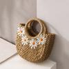 Fashion Hand-Woven Straw Beach Bags Women Handmade Moon Basket Shoulder Bag   Bohemian Travel Crossbody Bags